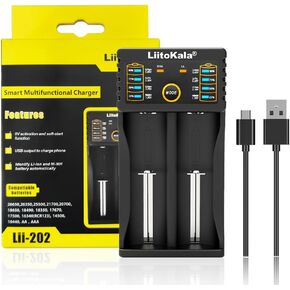LiitoKala Lii-402 18650 Battery Charger,Smart Universal Charger LED Display for Rechargeable Batteries Ni-MH Ni-Cd AA AAA Li-ion IMR 18650 26650 18350 10440 14500 16340 26650 21700 RCR123A (Lii-402)