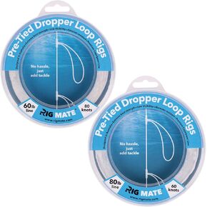 Pre-Tied 60 lb & 80 lb Bundle - 1 ea. 60 lb & 80 lb Dropper Loop Rigs with 80 Loops - Perfect for Saltwater & Freshwater Fishing