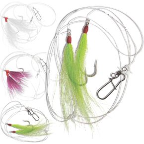 خيارات Uncle Mo's Tackle - 3pack و 6pack و 12pack - Fluke Flounder Ocean Hi/Lo Rig - ربط دعابة متعددة الألوان للمياه المالحة - 5/0 خطاف - 40 رطل Mono Mono 3ft - Snaps الأسود - Lock Lock - مرتبط يدوي