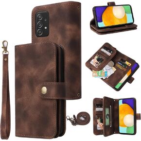 Compatible with Samsung Galaxy A32 5G 2021 6.5 inch Wallet Case with Crossbody Strap Multi-Function Credit Card Holder Stand Phone Cover for M32 G5 A 32 32A S32 SM-A326U A326U Girls Brown in Kuwait