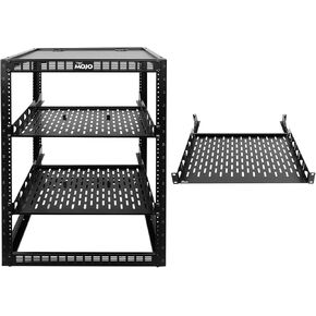 Tecmojo 16U Open Frame Network Rack & 14in Server Rack Shelf