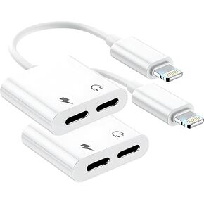 esbeecables 2 Pack Lightning Headphone Jack Adapter for iPhone iPad iPod 2-in-1 Lightning Aux Audio Dongle Cable Cord with PD Fast Charging for iPhone 14 13 12 11 X 8 7 iPad Air Mini Pro iPod Touch