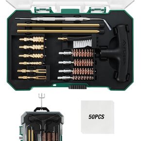 FLISSA Universal Handgun Cleaning Kit, 16 Piece Gun Cleaning Kit with Cleaning Rod, Bore Brushes, Gun Cleaning Jags and Cleaning Patches, for Pistol and Handguns, Portable Case Included