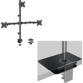 MOUNT PRO Triple Monitor Mount, Monitor Stand fits 3 Screens up to 32 inch, 17.6 lbs Each and Monitor Mount Reinforcement for Thin, Other Fragile Table Tops