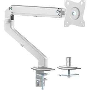 White Single Monitor Arm, 17-45 Inch, Holds 4.4-33lbs, Full Motion, Desk Mount for VESA 75x75/100x100