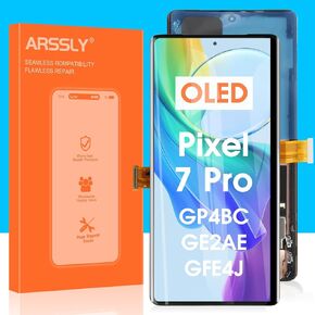 OLED for Google Pixel 7 Pro Screen Replacement - لـ Google Pixel 7 Pro LCD Display GP4BC Ge2ae Digitizer Touch Association مع أداة (أسود مع إطار ، بصمة الدعم)