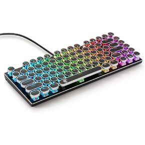 HUO JI E-Yooso Z-88 Typewriter RGB Mechanical Keyboard, Vintage Retro Style with Red Switches, Compact 81 Keys Hot Swappable for PC, Mac, Black