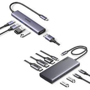 UGREEN Revodok 105 USB C Hub 5 in 1 Multiport Adapter Bundle with UGREEN Revodok 8 in 1 USB C Hub Triple Display Docking Station