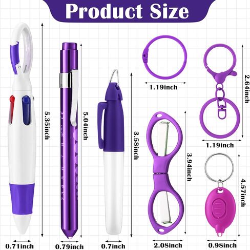 GEASERAILIE 18 PCS PENS PEN SET القابلة للسحب قلم قلم دائم بقرص القلم للممرضات شارة التمريض مفاتيح مقطع مقص قابلة للطي مصباح يدوي للاصطدام لملحقات الممرضات in Kuwait