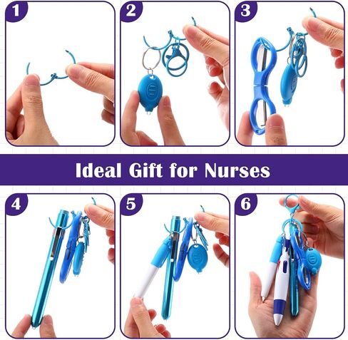 GEASERAILIE 18 PCS PENS PEN SET القابلة للسحب قلم قلم دائم بقرص القلم للممرضات شارة التمريض مفاتيح مقطع مقص قابلة للطي مصباح يدوي للاصطدام لملحقات الممرضات in Kuwait