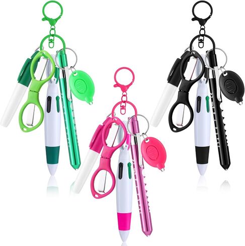 GEASERAILIE 18 PCS PENS PEN SET القابلة للسحب قلم قلم دائم بقرص القلم للممرضات شارة التمريض مفاتيح مقطع مقص قابلة للطي مصباح يدوي للاصطدام لملحقات الممرضات in Kuwait