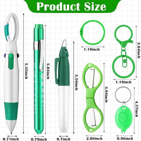 GEASERAILIE 18 PCS PENS PEN SET القابلة للسحب قلم قلم دائم بقرص القلم للممرضات شارة التمريض مفاتيح مقطع مقص قابلة للطي مصباح يدوي للاصطدام لملحقات الممرضات in Kuwait