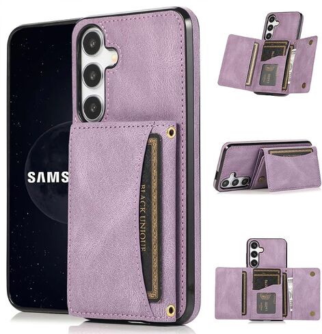 NKECXKJ Design for Galaxy S25 5G Wallet Case with Credit Card Holder Slot PU Leather Phone Cover Stand Kickstand Shockproof Protective Cell Accessories for Samsung S 25 Women Men Girls Purple in Saudi Arabia