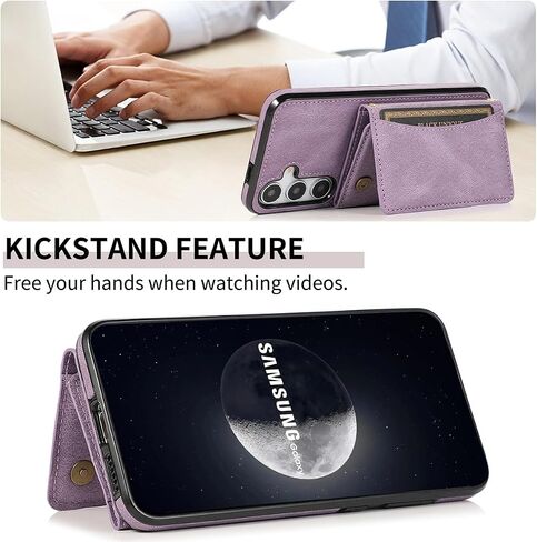 NKECXKJ Design for Galaxy S25 5G Wallet Case with Credit Card Holder Slot PU Leather Phone Cover Stand Kickstand Shockproof Protective Cell Accessories for Samsung S 25 Women Men Girls Purple in Saudi Arabia