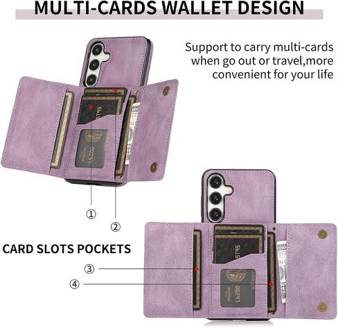 NKECXKJ Design for Galaxy S25 5G Wallet Case with Credit Card Holder Slot PU Leather Phone Cover Stand Kickstand Shockproof Protective Cell Accessories for Samsung S 25 Women Men Girls Purple in Saudi Arabia