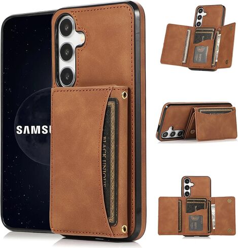 NKECXKJ Design for Galaxy S25 5G Wallet Case with Credit Card Holder Slot PU Leather Phone Cover Stand Kickstand Shockproof Protective Cell Accessories for Samsung S 25 Women Men Girls Purple in Saudi Arabia