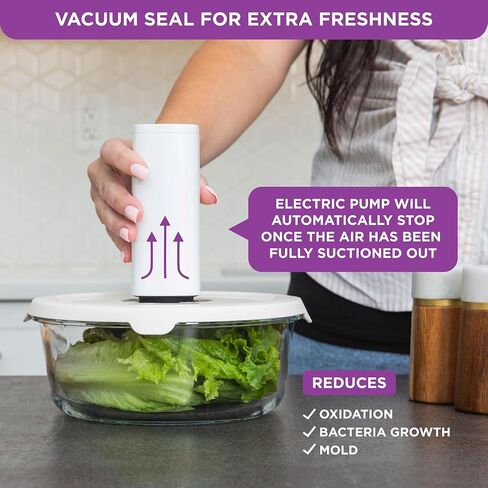 HOLDN’ STORAGE Electronic Vacuum Pump for Food Preservation, Quick-Seal Technology - Ideal for Marinating, Leftovers & Meal Prep in Saudi Arabia