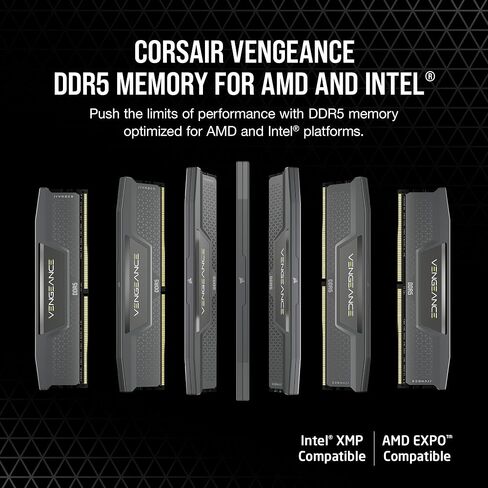 CORSAIR Vengeance DDR5 16GB (2 x 8GB) Up to 5200MHz AMD Intel RAM | Desktop Gaming Memory, AMD EXPO & Intel XMP 3.0 Compatible, CL40, Grey, CMK16GX5M2B5200Z40 in Kuwait