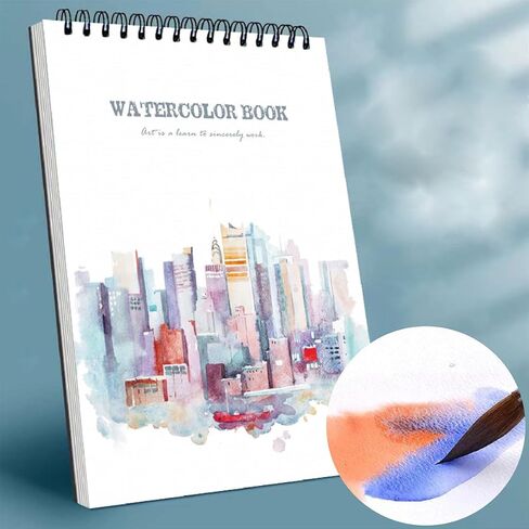 RGBMIX 9x12'' Water Color Paper Watercolor Pad Book, 140lb/300gsm, 30 Sheets, Fray-Free Pages Water Color Paper Blue in Kuwait