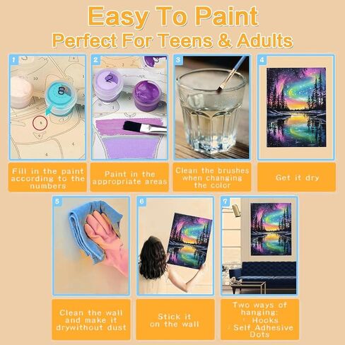 KICHANG Hallways Framed Paint by Number for Adults Canvas,DIY Paint by Numbers Kit for Adults Arts Crafts for Adults Beginner with 2 Paint Brushes,Acrylic Paint Kit for Home Wall Decor-8x12in in Saudi Arabia
