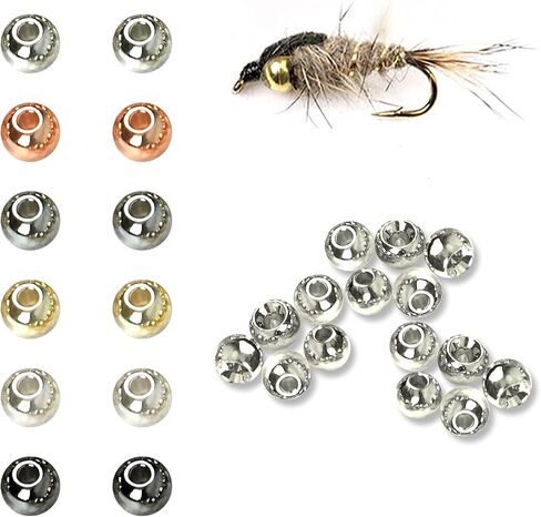Aventik 100pc Brass Beads Tapered Hole Fly Tying Materials Lure Jig 10 Colors / 5 Sizes Fly Fishing in Saudi Arabia