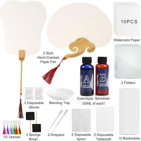 Cyanotype Kit Include 2 Component Sensitizer Set, 40 Sheets A5 Paper Brush Tools and Instructions Sun Print Nature Printing Kit for Photographic Blueprints DIY Arts Crafts Projects in Kuwait