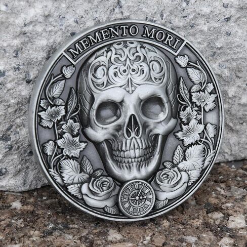 عملة Memento Mori - تصميم جمجمة وشجرة الحياة، موضوع Memento Vivere، حافظة عرض متضمنة، مثالية لهواة الجمع والهدايا (عملة واحدة) in Kuwait