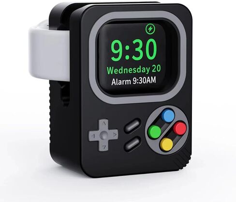 Retro Gaming iWatch Charger Stand for Ultra 2/SE/Series 10/9/8/7/6/5/4 | Stable Silicone Dock, Nostalgic Design, Nightstand Mode, Compact Charging Station (Sky Blue) in Kuwait