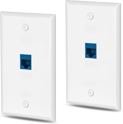 Ethernet Wall Plate Cat6 1 Port Keystone Jack Wall Plate with RJ45 Keystone Inline Coupler insert, Female to Female Cat6 Keystone Wall Jack, Blue (2 Pack) in Saudi Arabia