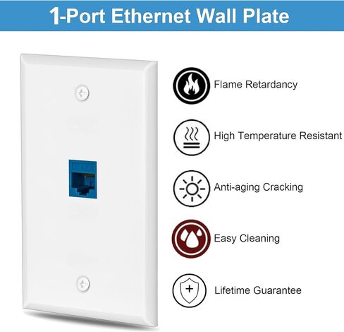 Ethernet Wall Plate Cat6 1 Port Keystone Jack Wall Plate with RJ45 Keystone Inline Coupler insert, Female to Female Cat6 Keystone Wall Jack, Blue (2 Pack) in Saudi Arabia
