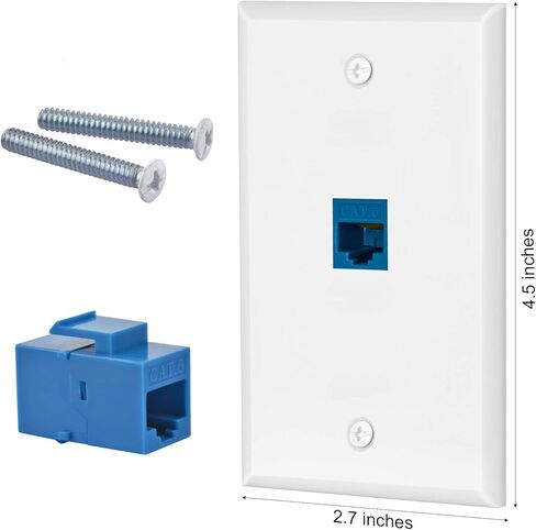 Ethernet Wall Plate Cat6 1 Port Keystone Jack Wall Plate with RJ45 Keystone Inline Coupler insert, Female to Female Cat6 Keystone Wall Jack, Blue (2 Pack) in Saudi Arabia