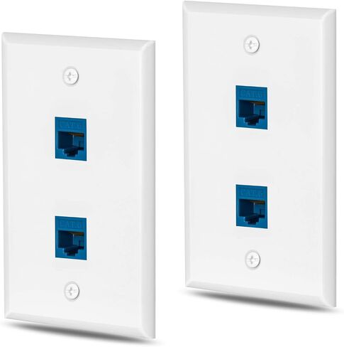 Ethernet Wall Plate Cat6 1 Port Keystone Jack Wall Plate with RJ45 Keystone Inline Coupler insert, Female to Female Cat6 Keystone Wall Jack, Blue (2 Pack) in Saudi Arabia