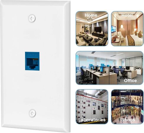 Ethernet Wall Plate Cat6 1 Port Keystone Jack Wall Plate with RJ45 Keystone Inline Coupler insert, Female to Female Cat6 Keystone Wall Jack, Blue (2 Pack) in Saudi Arabia