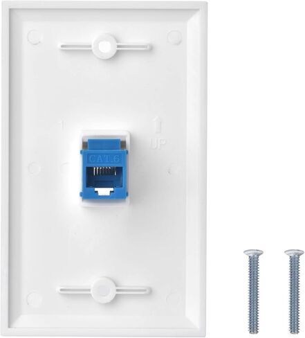 Ethernet Wall Plate Cat6 1 Port Keystone Jack Wall Plate with RJ45 Keystone Inline Coupler insert, Female to Female Cat6 Keystone Wall Jack, Blue (2 Pack) in Saudi Arabia