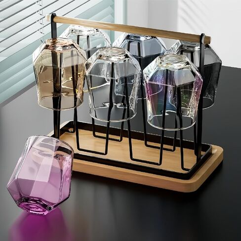 مجموعة من كأس النبيذ مكونة من 4 أكواب نبيذ بدون جذع ألماس (10 أونصة) - أواني زجاجية قزحية الألوان، أكواب ويسكي كريستالية مثالية لكأس من النبيذ أو المشروبات على الصخور، أو كأس العصير. (4 قطع غير ذهبية) in Kuwait