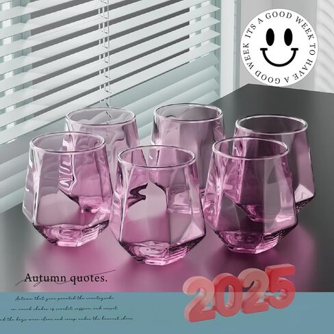 مجموعة من كأس النبيذ مكونة من 4 أكواب نبيذ بدون جذع ألماس (10 أونصة) - أواني زجاجية قزحية الألوان، أكواب ويسكي كريستالية مثالية لكأس من النبيذ أو المشروبات على الصخور، أو كأس العصير. (4 قطع غير ذهبية) in Kuwait