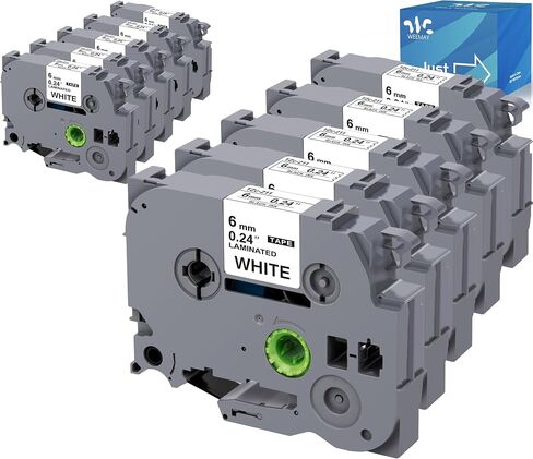 10 Pack Weemay Compatible TZe-211 Label Tape Replacement for Brother P-Touch, 6mm Laminated White Tape for PT-D200/PTD220/PTD600/PT-D410/PTH110BP Label Maker, 0.23" x 26.2' (TZe211/TZ-211/TZ211) in Saudi Arabia