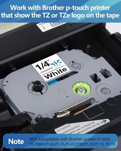 10 Pack Weemay Compatible TZe-211 Label Tape Replacement for Brother P-Touch, 6mm Laminated White Tape for PT-D200/PTD220/PTD600/PT-D410/PTH110BP Label Maker, 0.23" x 26.2' (TZe211/TZ-211/TZ211) in Saudi Arabia
