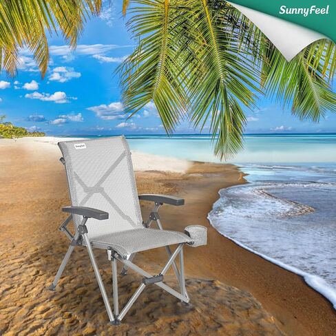 كرسي Sunnyfeel المريح عالي الظهير - كرسي قابل للطي واحد بسعة 500 رطل ، ودعم خلفي للتنفس لخارجية ، ومروج ، ومشي لمسافات طويلة ، وصيد الأسماك (رمادي) in Kuwait