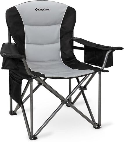 KingCamp Oversized Camping Folding Chair, Heavy Duty 450 LBS with Lumbar Support, Padded seat with Cup Holder&Cooler Bag, Ideal for Camp, Fishing, Sports event, Backyard, Patio, Lawn in Saudi Arabia