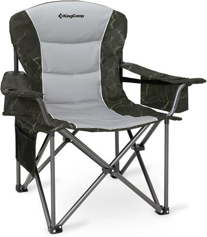KingCamp Oversized Camping Folding Chair, Heavy Duty 450 LBS with Lumbar Support, Padded seat with Cup Holder&Cooler Bag, Ideal for Camp, Fishing, Sports event, Backyard, Patio, Lawn in Saudi Arabia