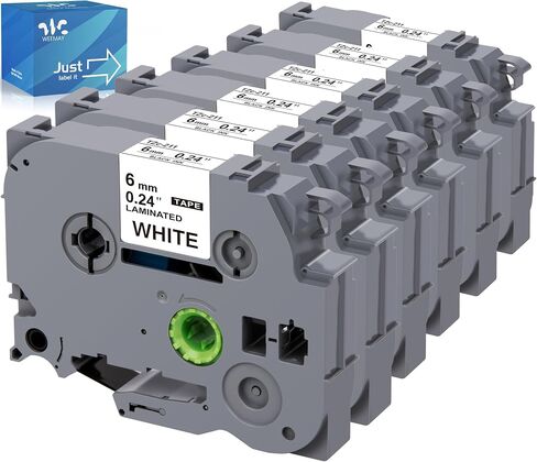 10 Pack Weemay Compatible TZe-211 Label Tape Replacement for Brother P-Touch, 6mm Laminated White Tape for PT-D200/PTD220/PTD600/PT-D410/PTH110BP Label Maker, 0.23" x 26.2' (TZe211/TZ-211/TZ211) in Saudi Arabia