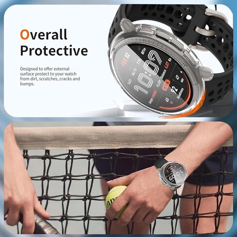 Compatible for Amazfit Active 2 Case, Lamshaw Hard PC Case with Tempered Glass Screen Protector Compatible with Amazfit Active 2 Smart Watch 44mm Smart Watch (2 Pack-Black+Clear) in Kuwait