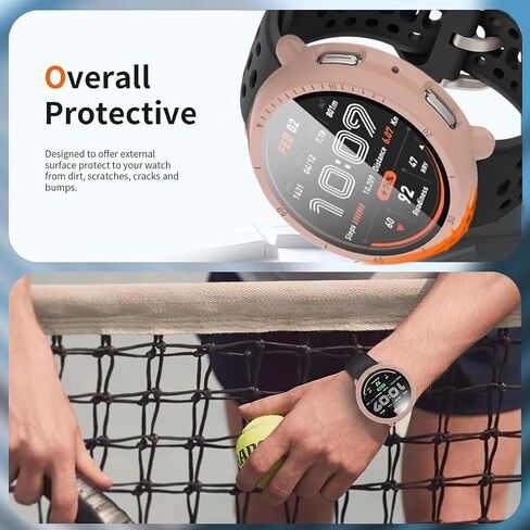 Compatible for Amazfit Active 2 Case, Lamshaw Hard PC Case with Tempered Glass Screen Protector Compatible with Amazfit Active 2 Smart Watch 44mm Smart Watch (2 Pack-Black+Clear) in Kuwait