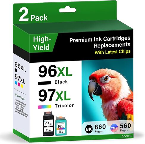 Printer Ink 21XL 22 XL High Yield Replacements for HP 21 22 Ink Cartridges | 2-Pack 21 22 XL Ink Black Color Compatible with F2210 F4180 D1560; OfficeJet J3600, 4315, 5600; PSC 1410; Fax 3180 Printer in Saudi Arabia
