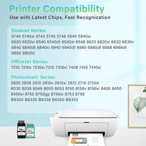 Printer Ink 21XL 22 XL High Yield Replacements for HP 21 22 Ink Cartridges | 2-Pack 21 22 XL Ink Black Color Compatible with F2210 F4180 D1560; OfficeJet J3600, 4315, 5600; PSC 1410; Fax 3180 Printer in Saudi Arabia