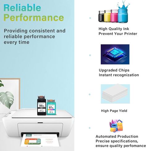 Printer Ink 21XL 22 XL High Yield Replacements for HP 21 22 Ink Cartridges | 2-Pack 21 22 XL Ink Black Color Compatible with F2210 F4180 D1560; OfficeJet J3600, 4315, 5600; PSC 1410; Fax 3180 Printer in Saudi Arabia