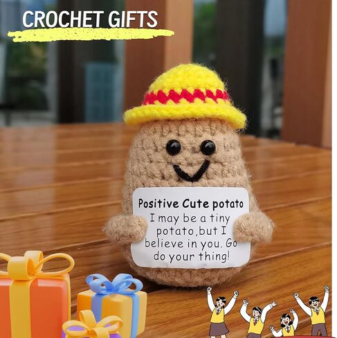 ITUOIDOU Positive Life Potato Handmade Crochet Knitted Mini Cute Interesting Emotional Support Potatoes Creative Funny Gifts Décor for Birthday Party Decoration Encouragement in Saudi Arabia