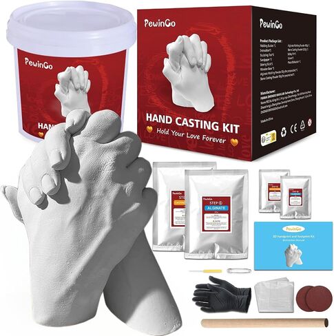 PewinGo Hand Casting Kit Couples with Base,Plaster Hand Mold Casting Kit, Hand Mold Kit Couples,DIY Gifts Ideas for Couples,Valentines,Engagement,Anniversary,Wedding,Boy/Girlfriend in Kuwait