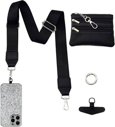 Phone Lanyard Crossbody Strap， Clip And Go Strap for Phone With Wallet，1.5’‘ Adjustable Cute Embroidered Cell Phone Lanyard for Car Keys iPhone Case ID Badges Phone Accessories in Kuwait